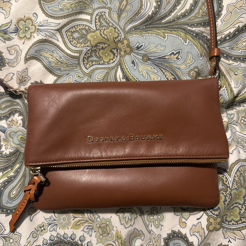 Dooney & Bourke Brown Crossbody Bag with Tassel Detail